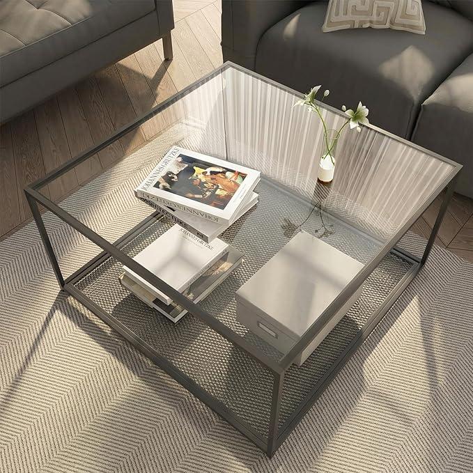 Black glass coffee table
