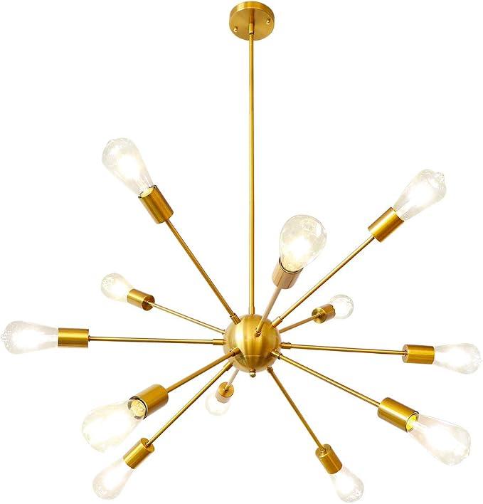 Gold sputnik chandelier with branching arms