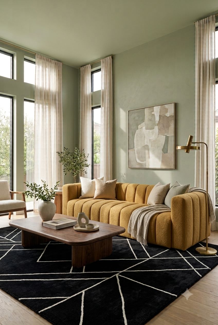 How to Create a Luxury Sage Green & Mustard Living Room