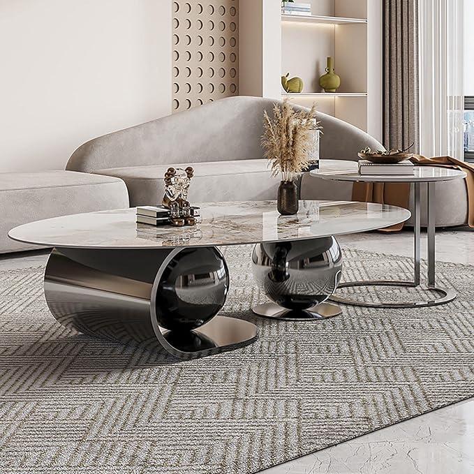 Sculptural chrome coffee table