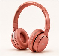 Pink over-ear headphones category visual for HER
