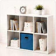 Blue bookshelf category visual for HIM