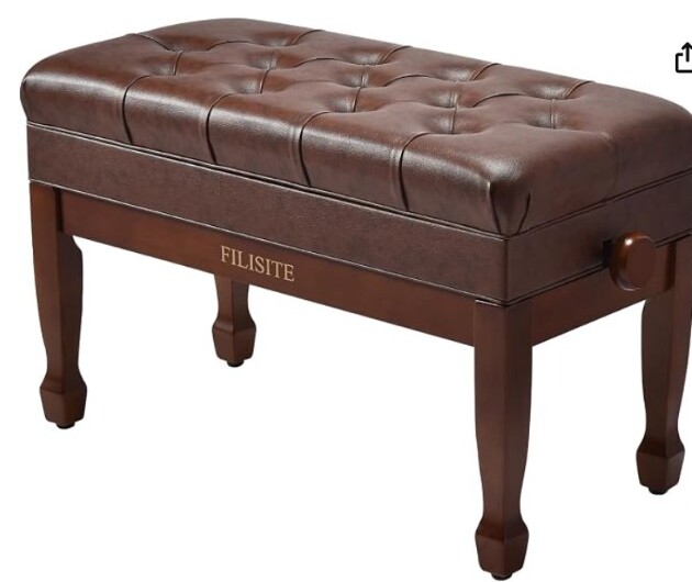 FILISITE adjustable brown duet piano bench