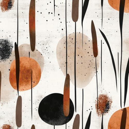 Livelynine Terracotta Beige Abstract Boho Peel and Stick Wallpaper