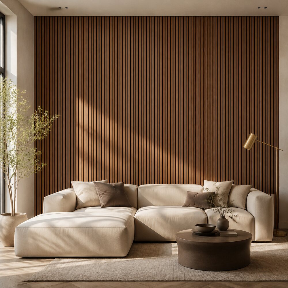 Wood Slat Wall Panels — Walnut 6-Pack (94.5" x 7.9" each)