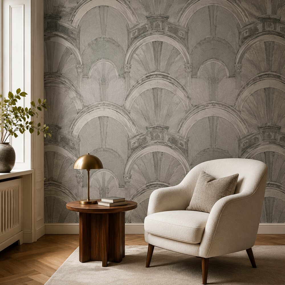 York Wallcoverings Gray Arch Architectural Peel and Stick Wallpaper